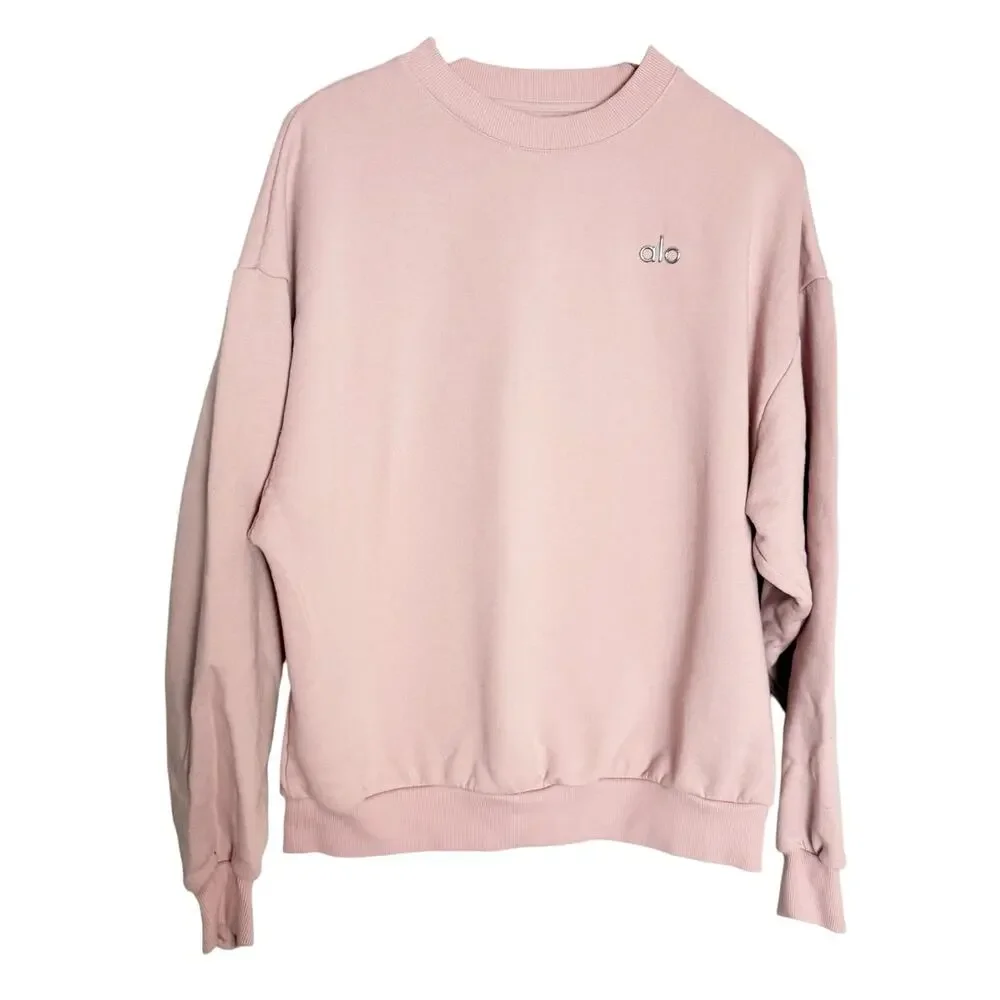 Alo Yoga Accolade Vintage Pink 2 Piece Sweatpants Crew Sweatshirt Set S